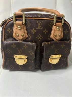 Authentic LV Vintage Manhattan Brown Monogram Twin-Pocket bag with Gold Hardware